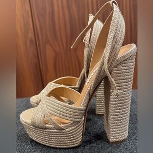 Aquazzura Shimmering Gold Platform Sandals
